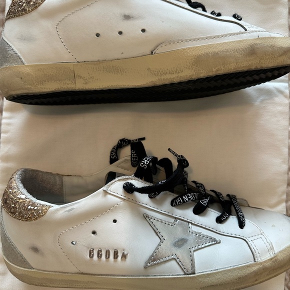 Golden Goose White and Silver Sneakers - Picture 10 of 12